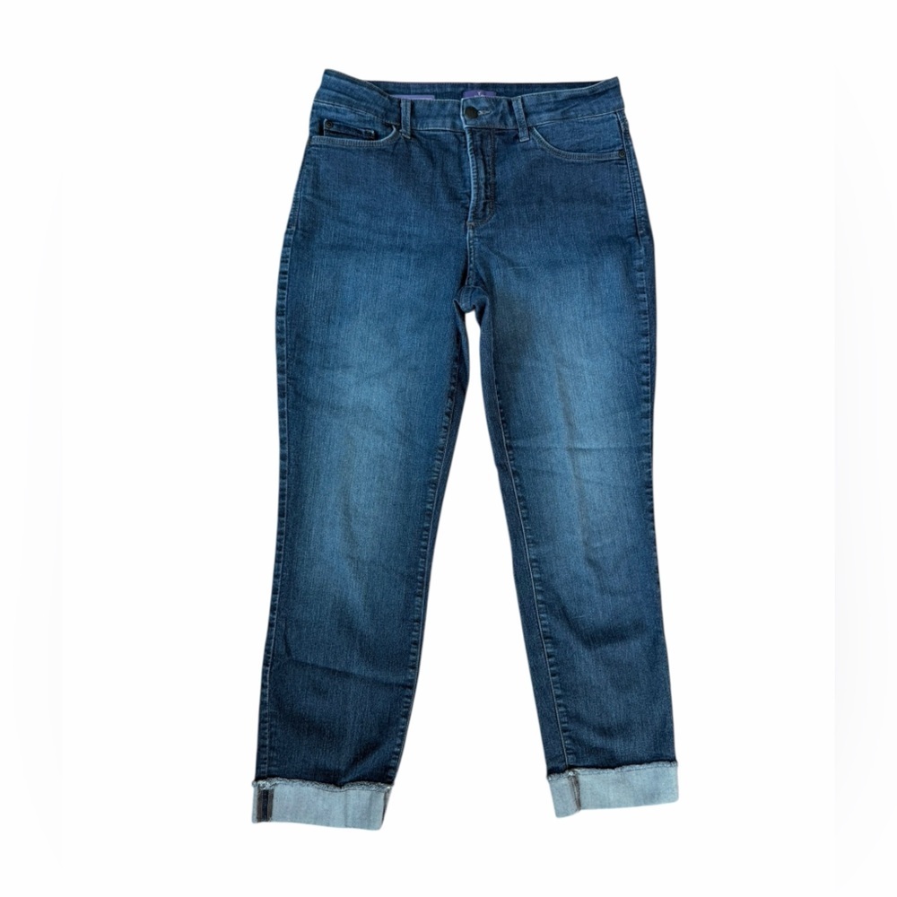 NYDJ Dark Wash Sylvia Relaxed Boyfriend Cuffed Stretch Denim Jeans Women’s Sz 8